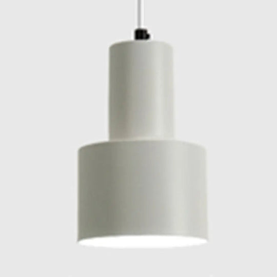 Macaron Loft Pendant Ceiling Light - Metallic Cylinder Design For Meeting Room White