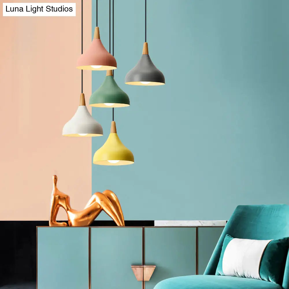 Macaron Loft Pendant Lamp - Metal Onion Ceiling Light For Kindergarten