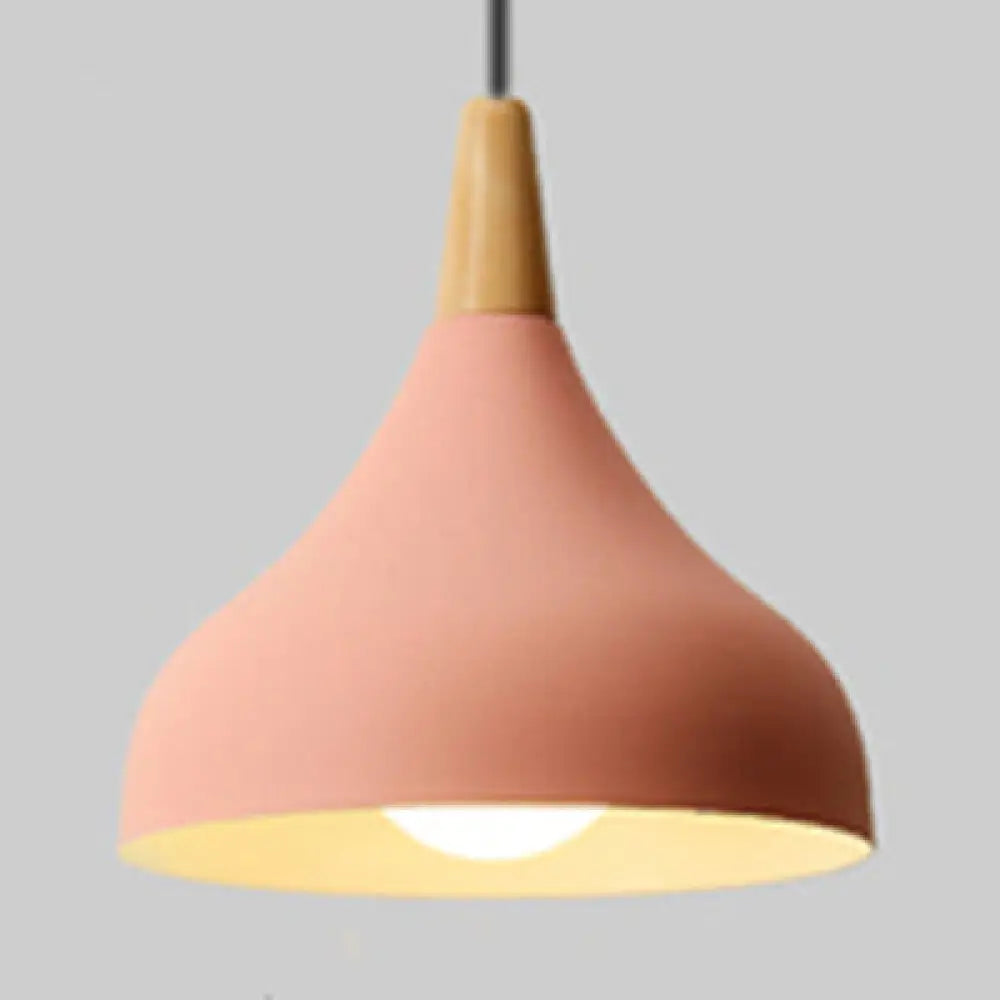 Macaron Loft Pendant Lamp - Metal Onion Ceiling Light For Kindergarten Pink