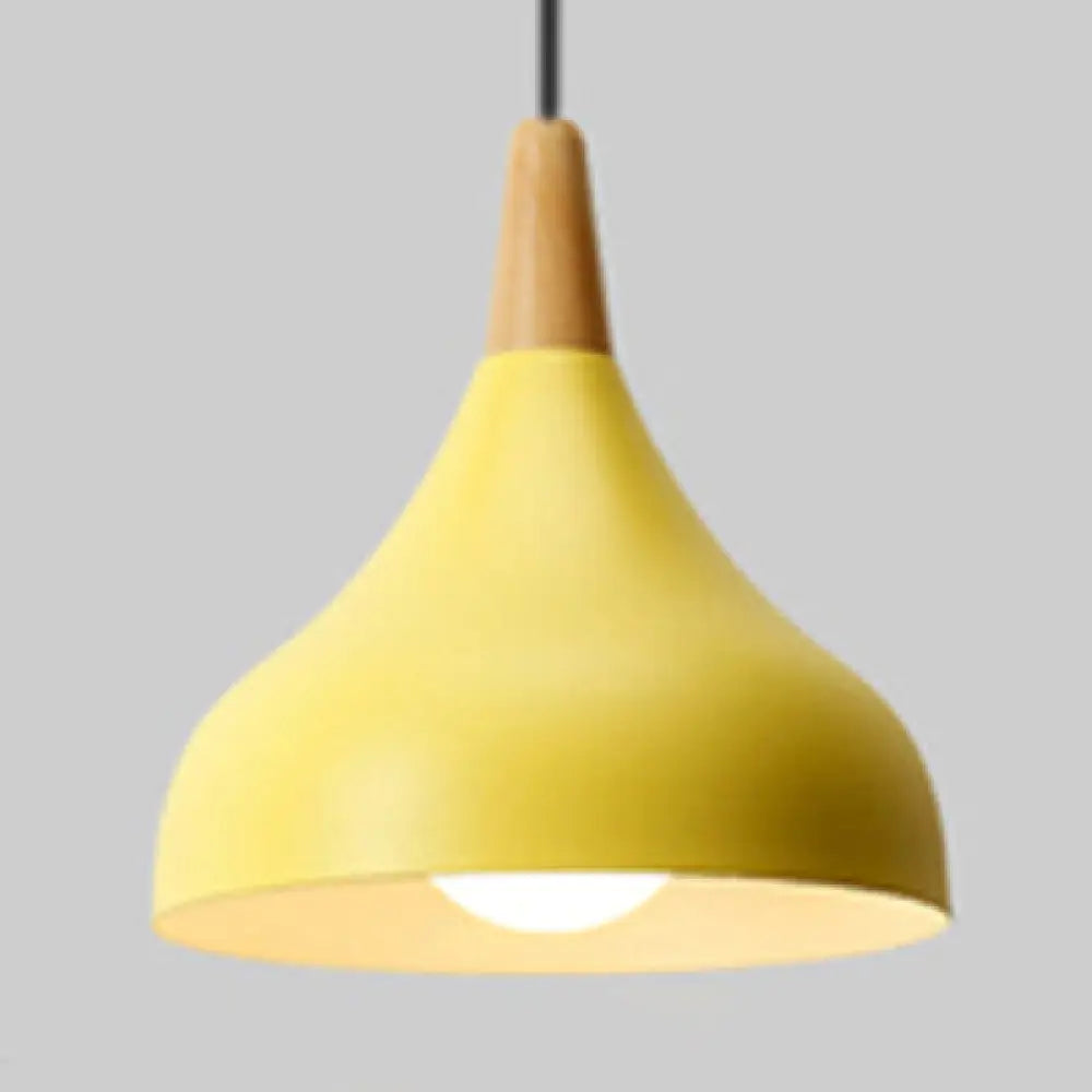 Macaron Loft Pendant Lamp - Metal Onion Ceiling Light For Kindergarten Yellow