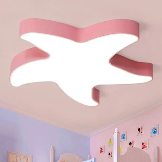 Macaron Loft Starfish Flush Mount: Candy-Colored Acrylic Ceiling Light Pink / 16’ Warm