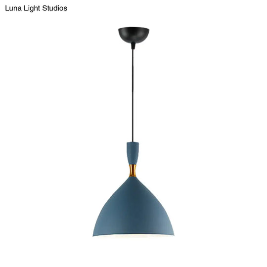 Macaron Loft One-Head Suspended Light For Restaurant Cloth Shop With Funnel Pendant In Aluminum