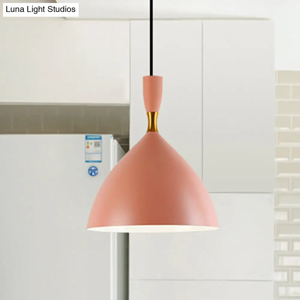 Macaron Loft One-Head Suspended Light For Restaurant Cloth Shop With Funnel Pendant In Aluminum