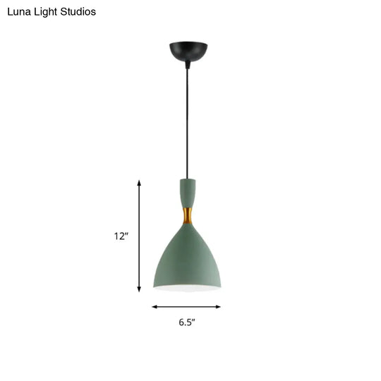 Macaron Loft One-Head Suspended Light For Restaurant Cloth Shop With Funnel Pendant In Aluminum