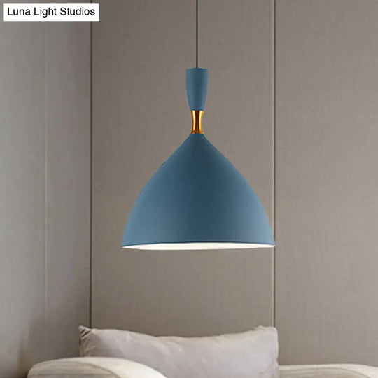 Macaron Loft One-Head Suspended Light For Restaurant Cloth Shop With Funnel Pendant In Aluminum