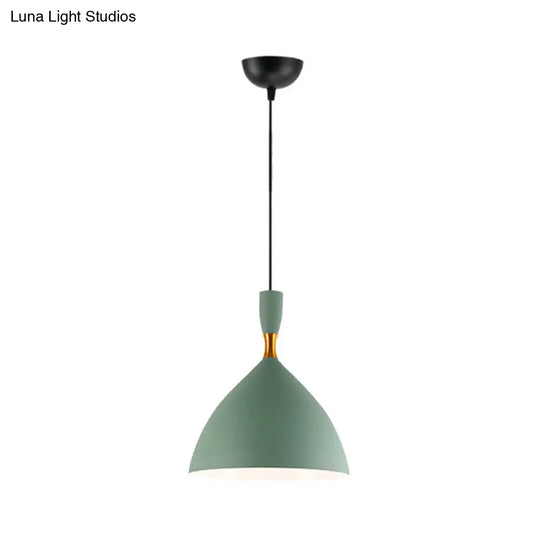 Macaron Loft One-Head Suspended Light For Restaurant Cloth Shop With Funnel Pendant In Aluminum