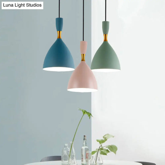 Macaron Loft One-Head Suspended Light For Restaurant Cloth Shop With Funnel Pendant In Aluminum