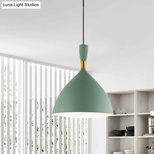 Macaron Loft One-Head Suspended Light For Restaurant Cloth Shop With Funnel Pendant In Aluminum