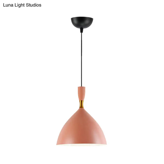 Macaron Loft One-Head Suspended Light For Restaurant Cloth Shop With Funnel Pendant In Aluminum