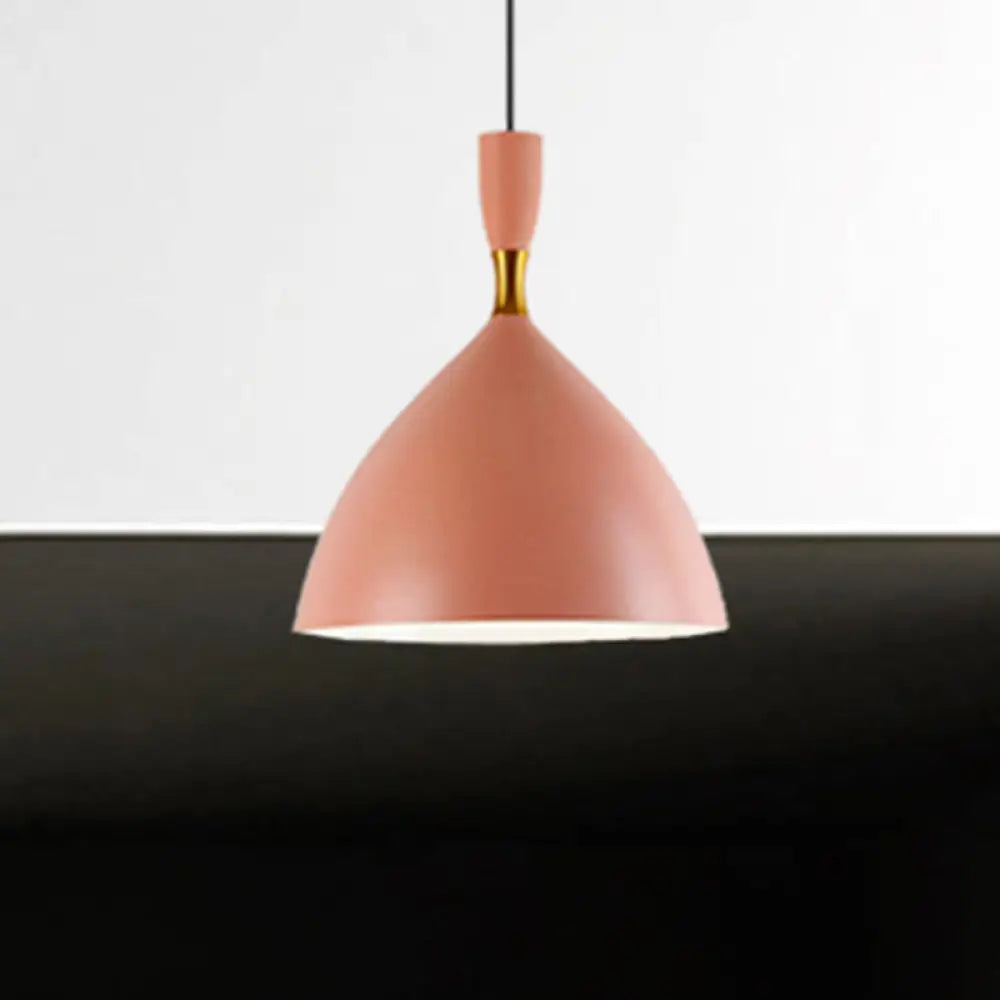 Macaron Loft Suspension Light - Restaurant Cloth Shop Funnel Pendant Lighting Aluminum 1 Head Pink