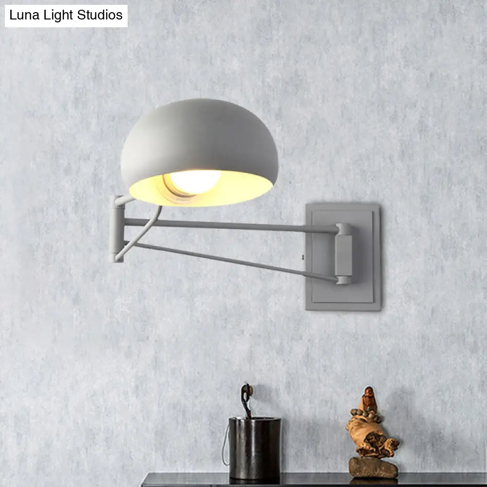 Macaron Loft Wall Sconce: Extendable Metal Lamp For Bedroom With Bowl Shade