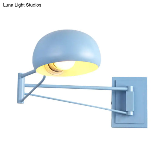 Macaron Loft Wall Sconce: Extendable Metal Lamp For Bedroom With Bowl Shade