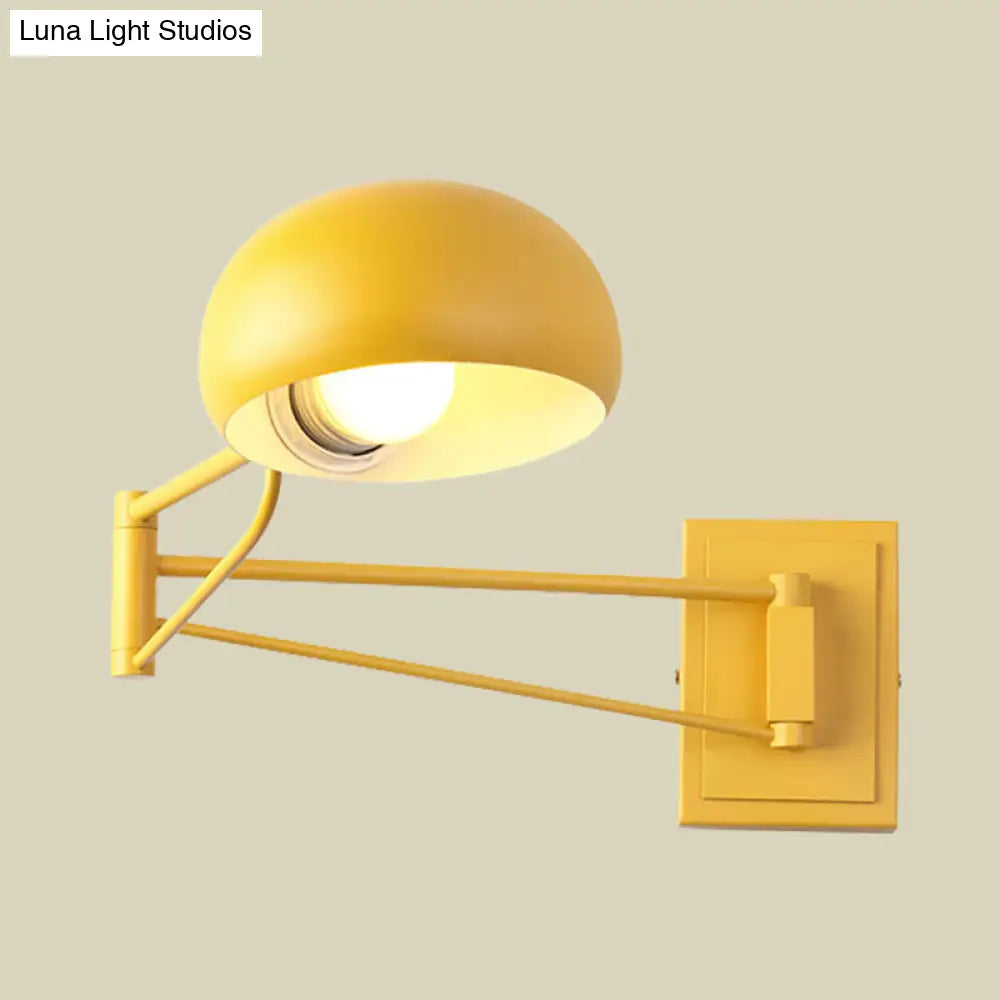 Macaron Loft Wall Sconce: Extendable Metal Lamp For Bedroom With Bowl Shade