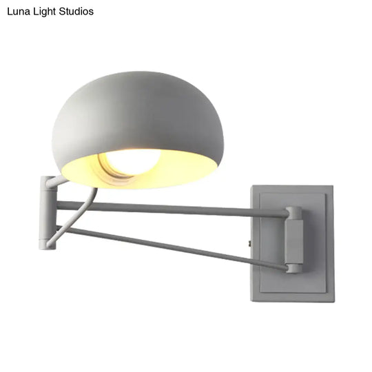 Macaron Loft Wall Sconce: Extendable Metal Lamp For Bedroom With Bowl Shade