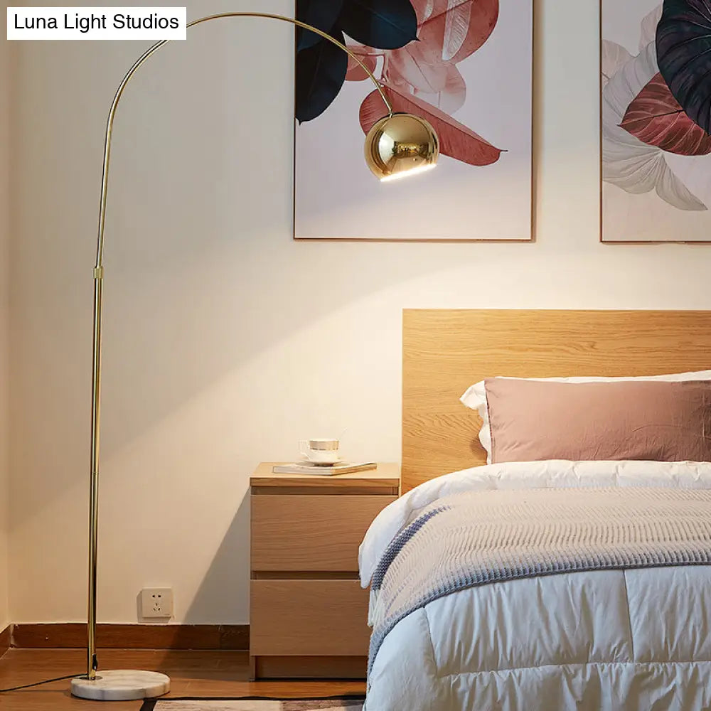 Macaron Metal Adjustable Fishing Rod Floor Lamp With Dome Shade Perfect For Bedroom Reading