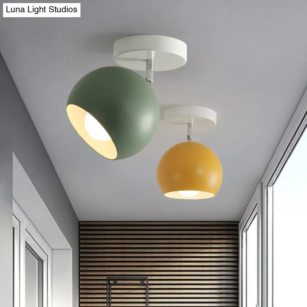 Macaron Metal Ceiling Mount Chandelier - 1-Light Semi Flush For Bedroom