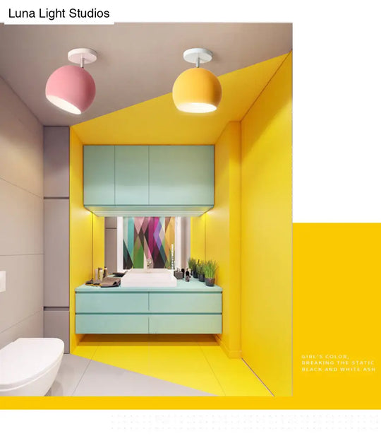 Macaron Metal Ceiling Mount Chandelier - 1 - Light Semi Flush For Bedroom