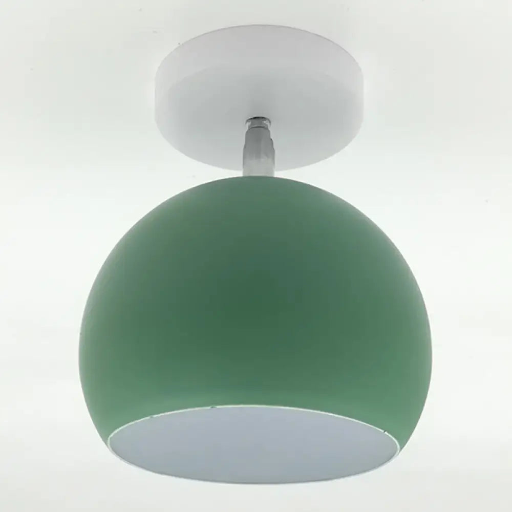 Macaron Metal Ceiling Mount Chandelier - 1 - Light Semi Flush For Bedroom Green / Globe