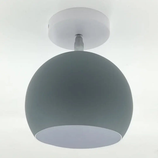 Macaron Metal Ceiling Mount Chandelier - 1 - Light Semi Flush For Bedroom Grey / Globe