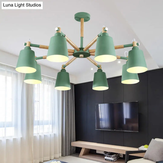 Macaron Metal Chandelier: Stylish Hanging Light With 8 Lights For Kids Bedroom