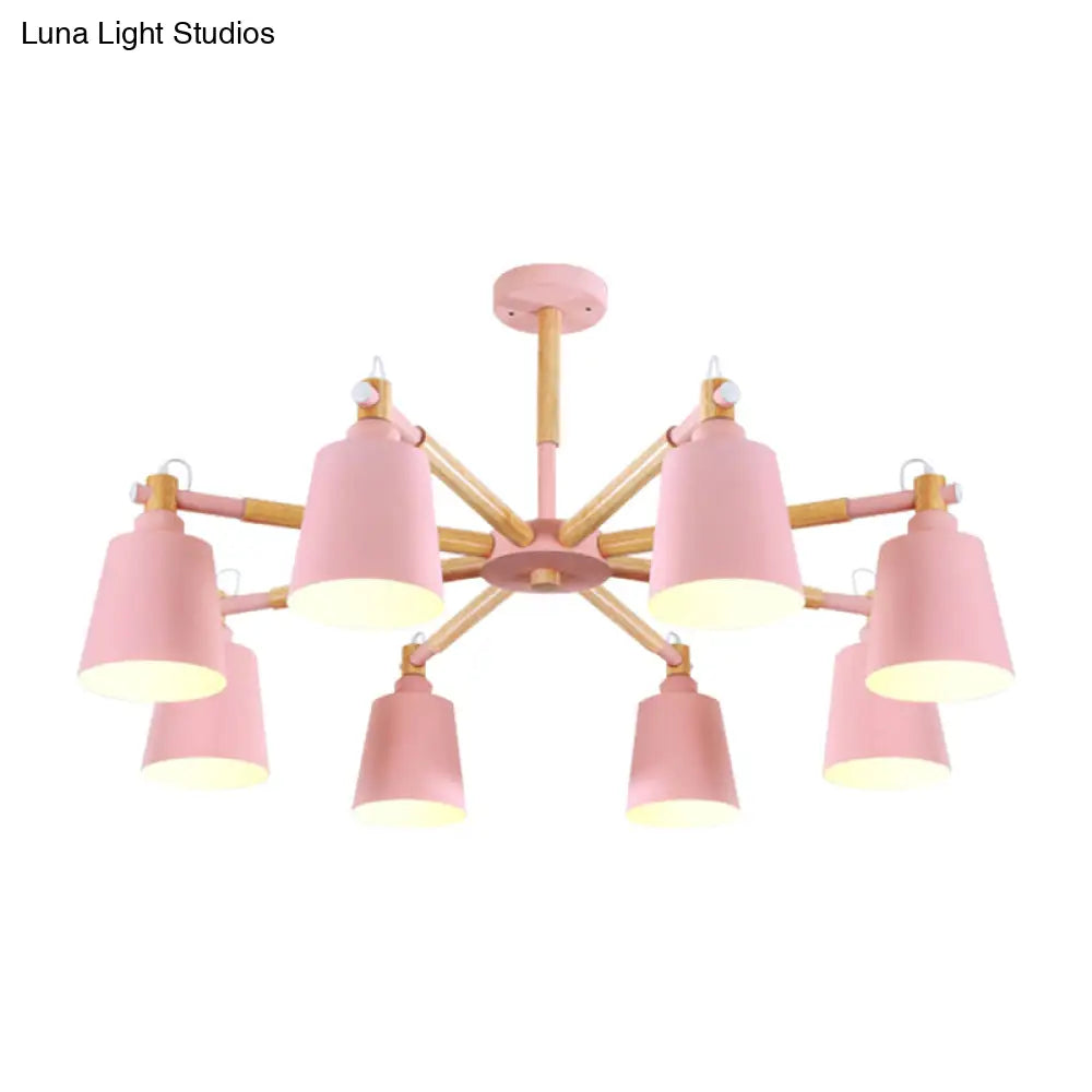 Macaron Metal Chandelier: Stylish Hanging Light With 8 Lights For Kids Bedroom