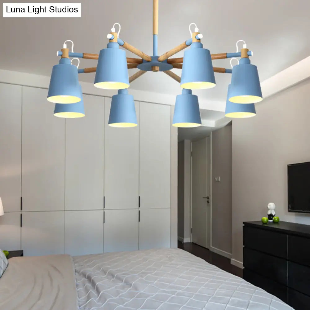 Macaron Metal Chandelier: Stylish Hanging Light With 8 Lights For Kids Bedroom