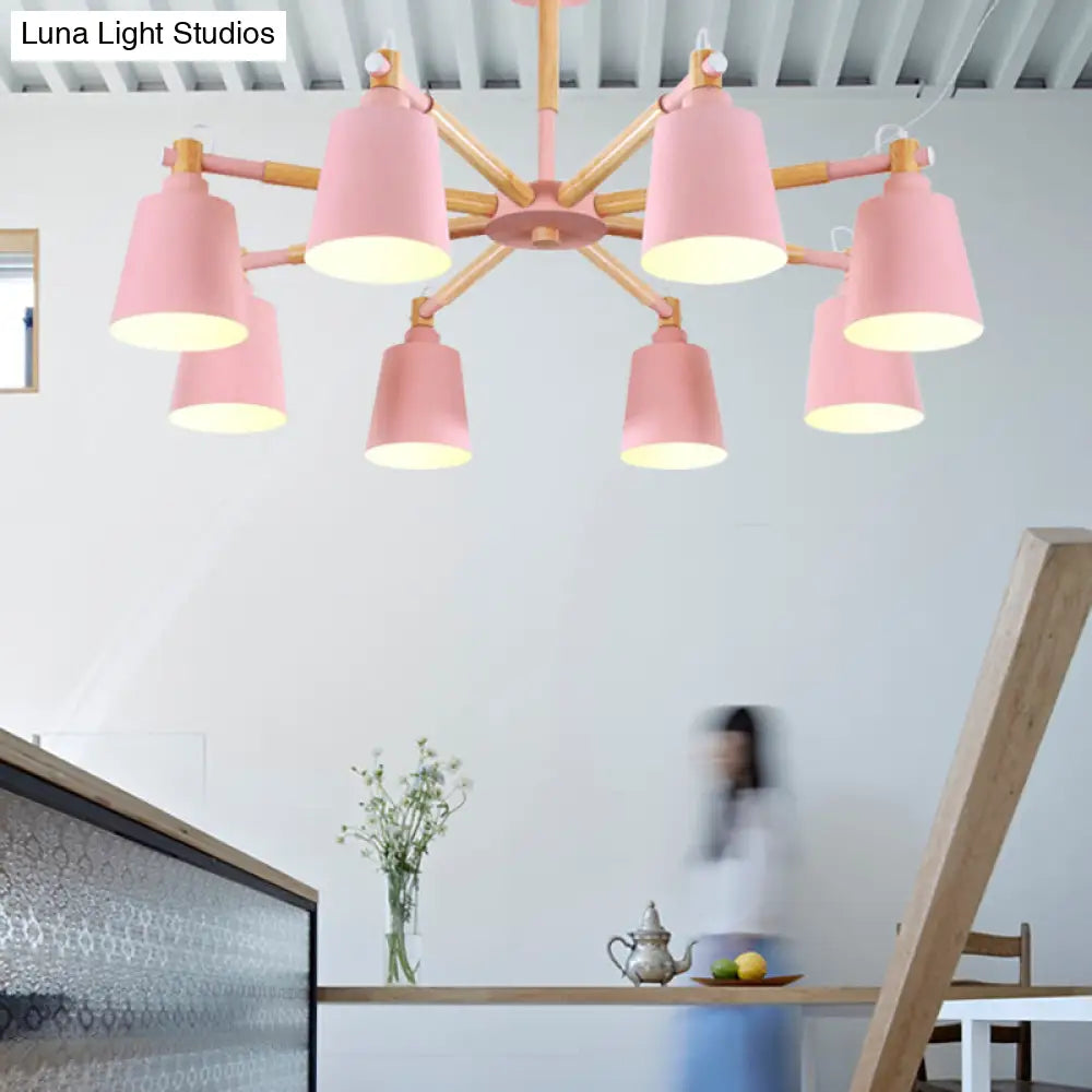 Macaron Metal Chandelier: Stylish Hanging Light With 8 Lights For Kids Bedroom