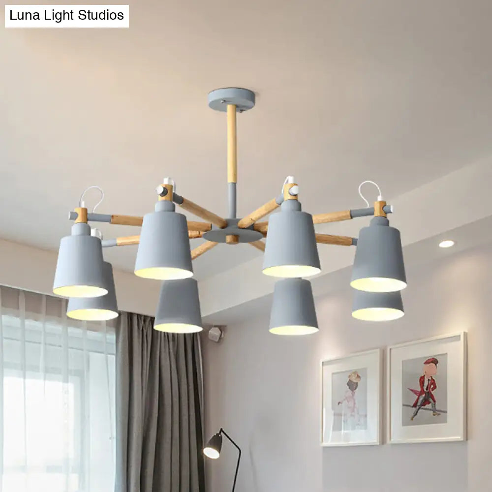 Macaron Metal Chandelier: Stylish Hanging Light With 8 Lights For Kids Bedroom