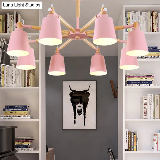 Macaron Metal Chandelier: Stylish Hanging Light With 8 Lights For Kids Bedroom