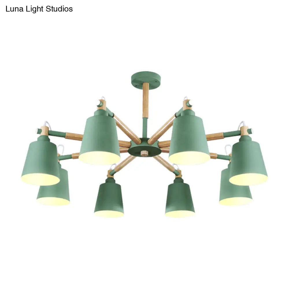 Macaron Metal Chandelier: Stylish Hanging Light With 8 Lights For Kids Bedroom