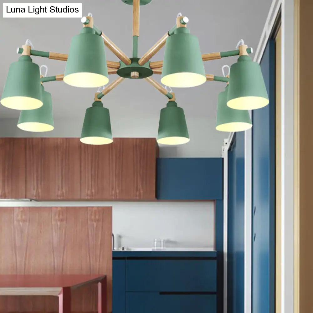 Macaron Metal Chandelier: Stylish Hanging Light With 8 Lights For Kids Bedroom