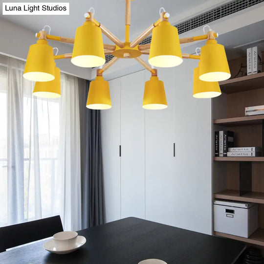 Macaron Metal Chandelier: Stylish Hanging Light With 8 Lights For Kids Bedroom