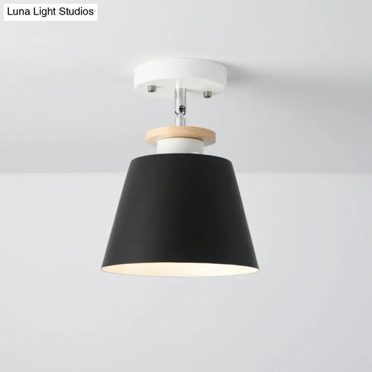 Macaron Metal Corridor Ceiling Flush Light - Adjustable Semi Mount Lighting Black