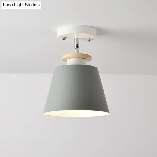 Macaron Metal Corridor Ceiling Flush Light - Adjustable Semi Mount Lighting Grey
