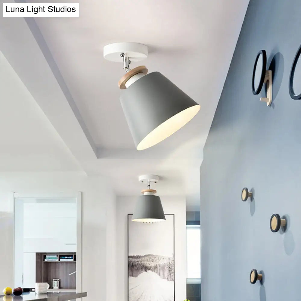 Macaron Metal Corridor Ceiling Flush Light - Adjustable Semi Mount Lighting