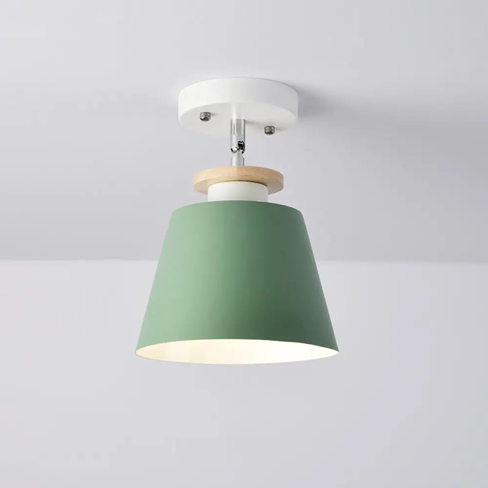 Macaron Metal Corridor Ceiling Flush Light - Adjustable Semi Mount Lighting Green