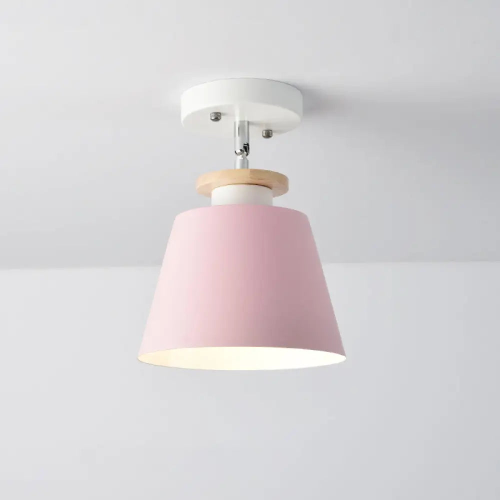 Macaron Metal Corridor Ceiling Flush Light - Adjustable Semi Mount Lighting Pink