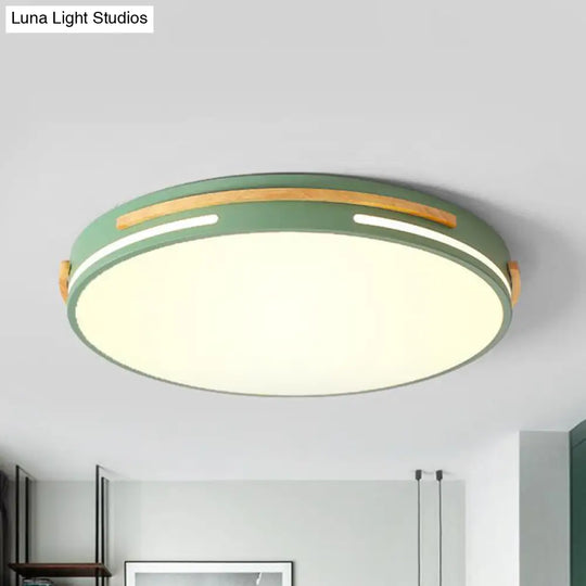 Macaron Metal Led Round Flushmount Ceiling Light Fixture - Grey/White/Green Warm/White