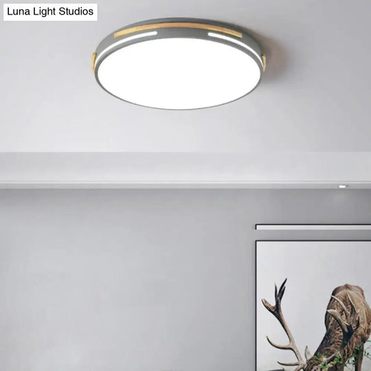 Macaron Metal Led Round Flushmount Ceiling Light Fixture - Grey/White/Green Warm/White 16.5/20.5