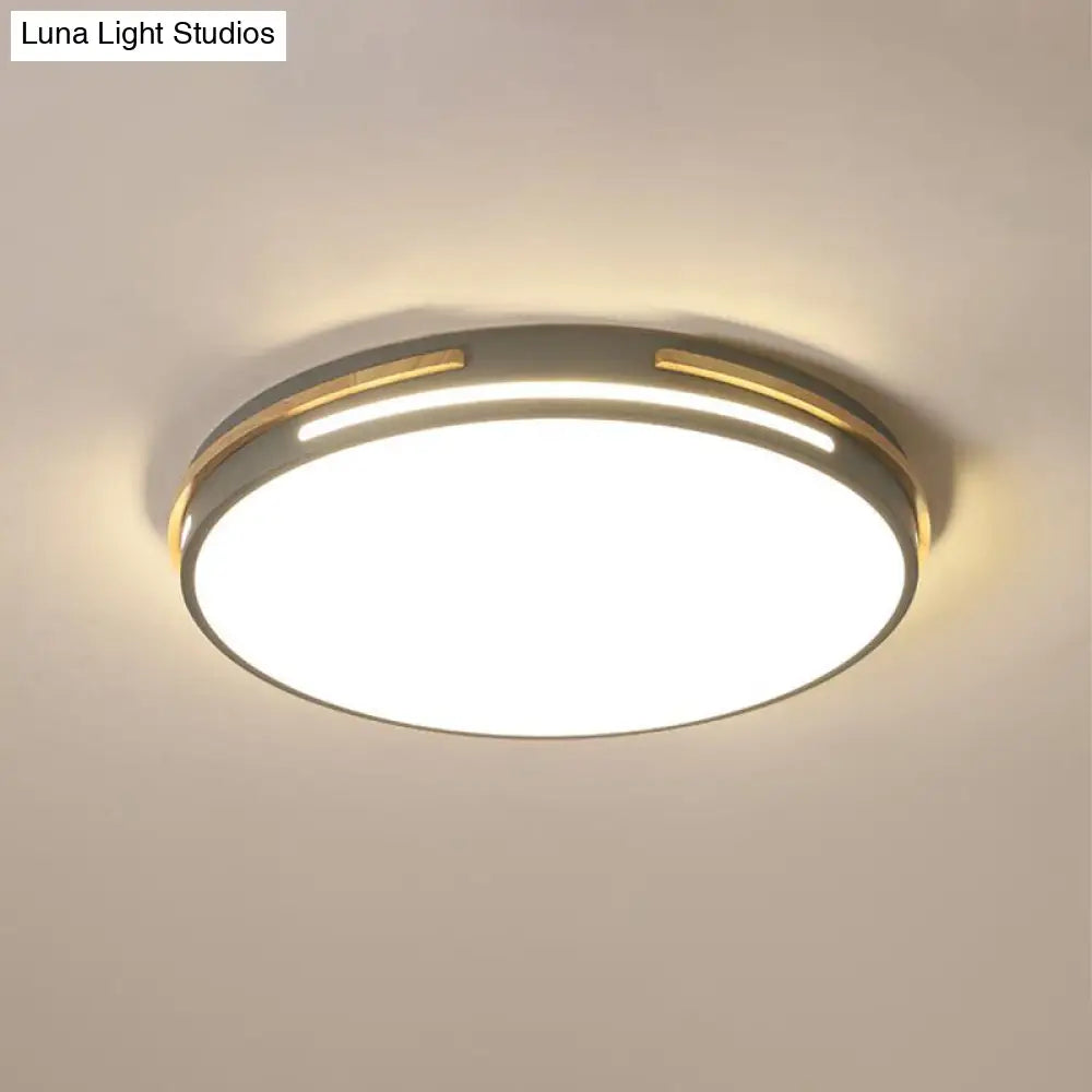 Macaron Metal Led Round Flushmount Ceiling Light Fixture - Grey/White/Green Warm/White 16.5/20.5