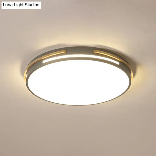 Macaron Metal Led Round Flushmount Ceiling Light Fixture - Grey/White/Green Warm/White 16.5/20.5