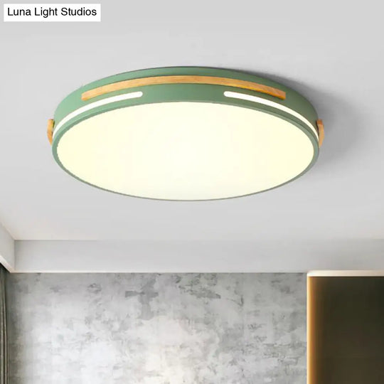 Macaron Metal Led Round Flushmount Ceiling Light Fixture - Grey/White/Green Warm/White 16.5/20.5