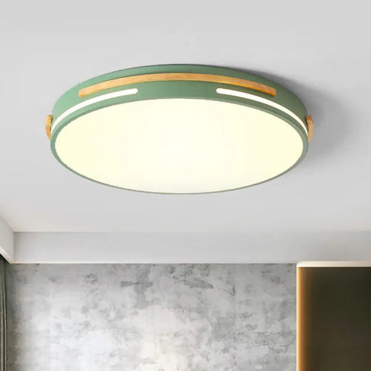 Macaron Metal Led Round Flushmount Ceiling Light Fixture - Grey/White/Green Warm/White