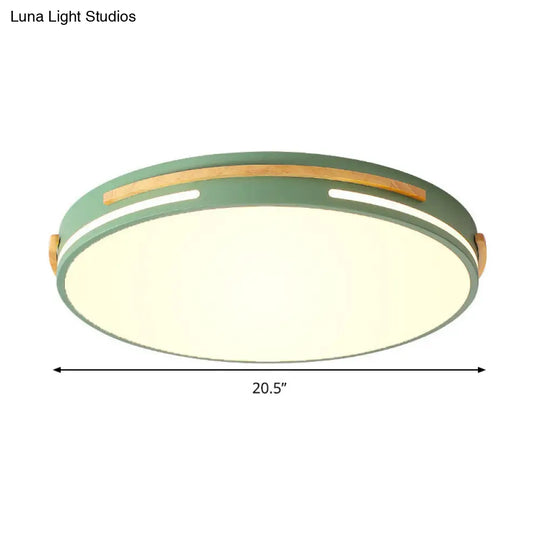 Macaron Metal Led Round Flushmount Ceiling Light Fixture - Grey/White/Green Warm/White 16.5/20.5
