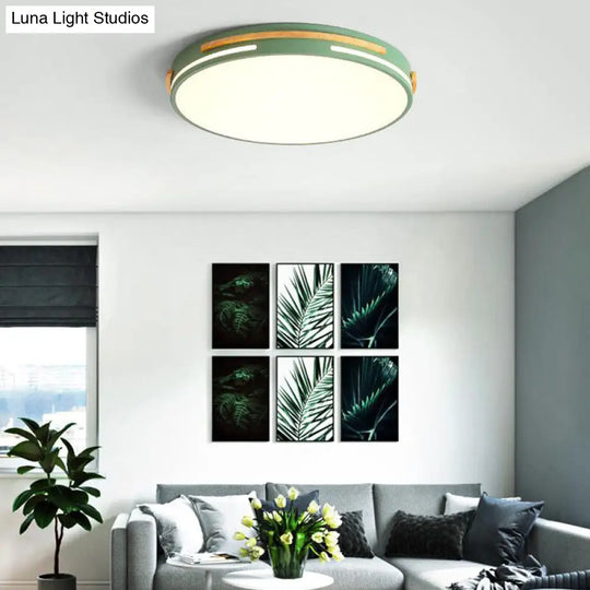 Macaron Metal Led Round Flushmount Ceiling Light Fixture - Grey/White/Green Warm/White 16.5/20.5