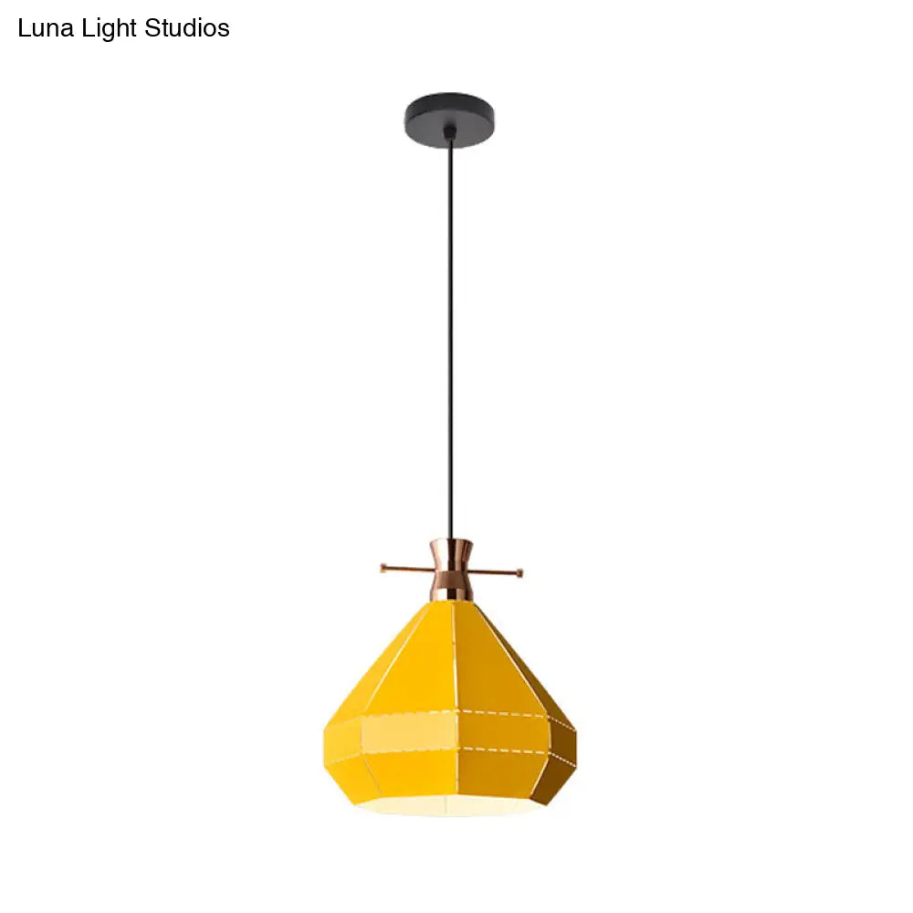 Macaron Metal Pendant Hanging Light Fixture - Laser-Cut Teardrop/Lantern/Curved Design 1