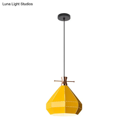 Macaron Metal Pendant Hanging Light Fixture - Laser-Cut Teardrop/Lantern/Curved Design 1