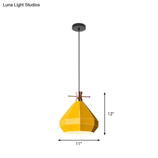 Macaron Metal Pendant Hanging Light Fixture - Laser-Cut Teardrop/Lantern/Curved Design 1