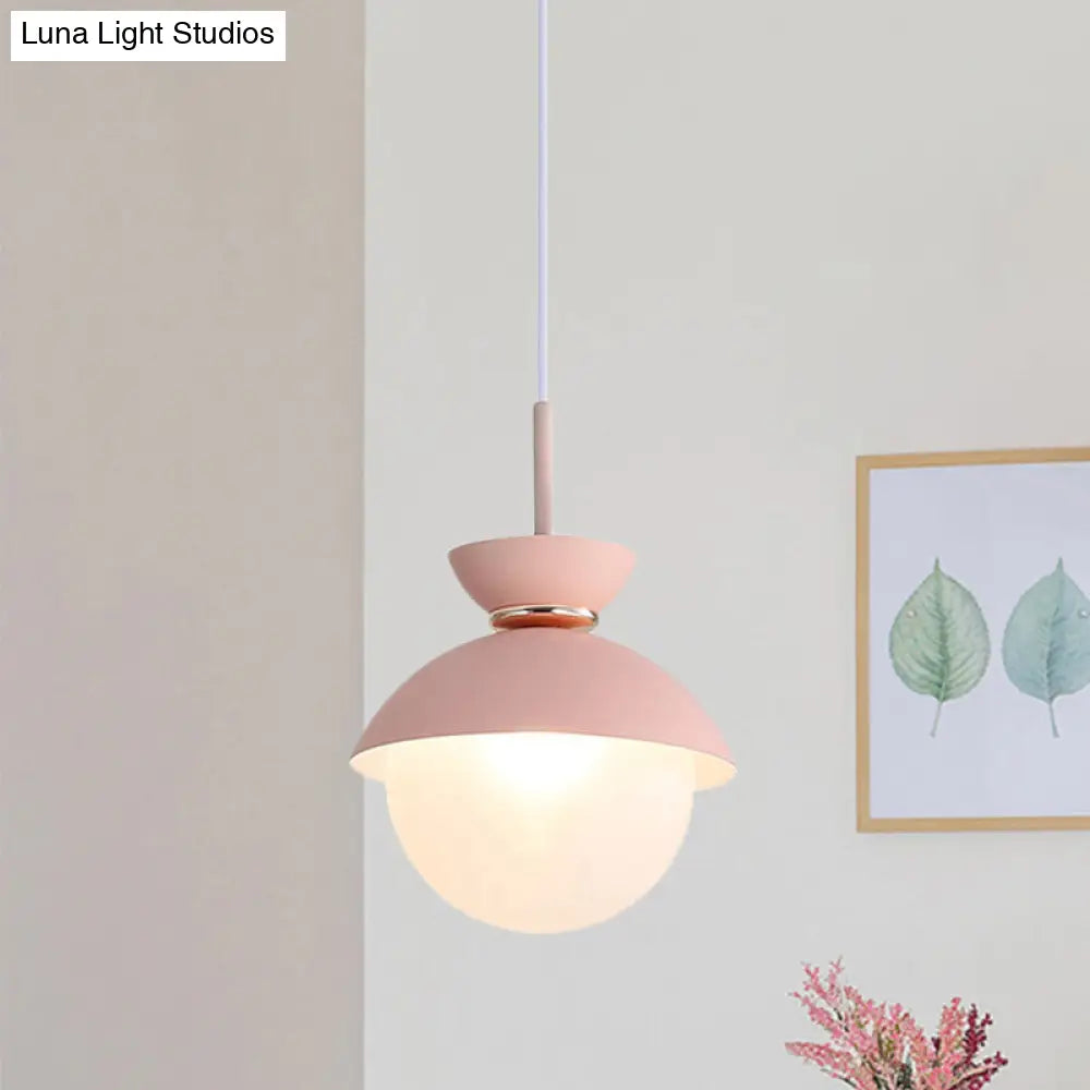 Macaron Flared Pendant Light: Gray/Blue/Pink Ideal For Dining Room Pink