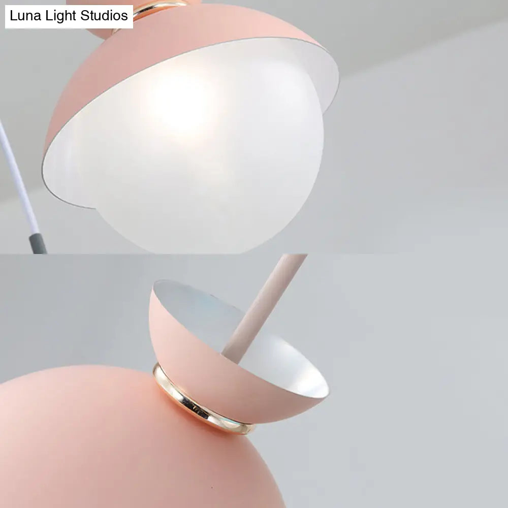 Macaron Metal Pendant Lighting - Flared Design 1-Light Gray/Blue/Pink Dining Room Ceiling Light